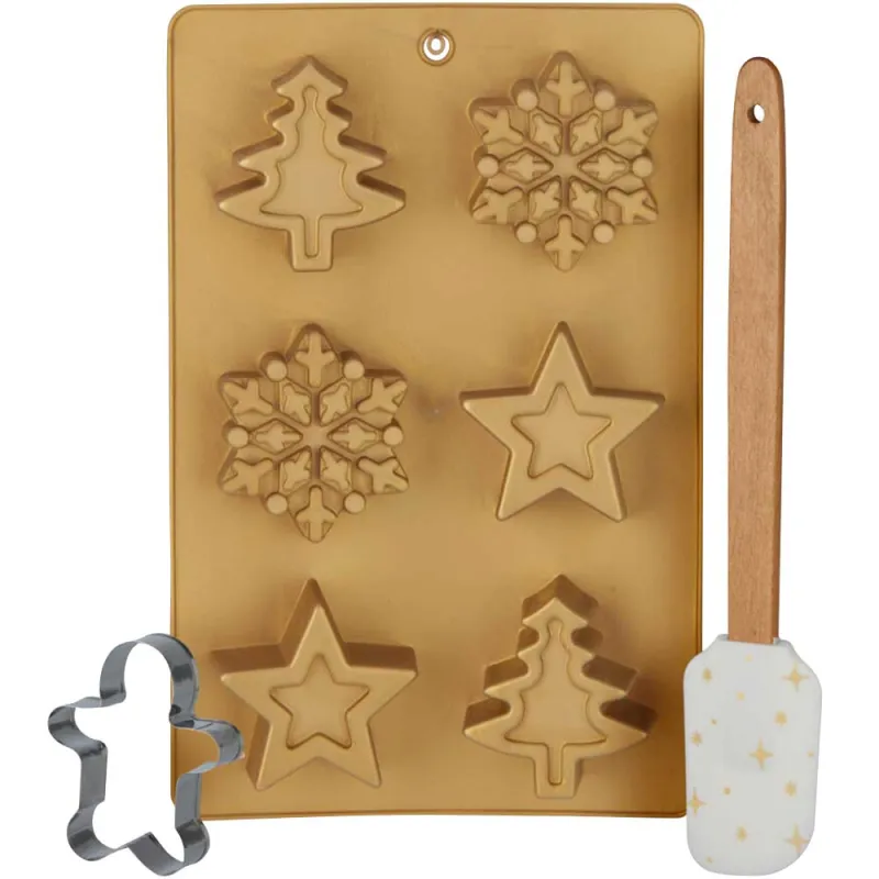 Moule Gâteau Silicone 255x160mm + Spatule 26cm Noël Inox - Ducatillon