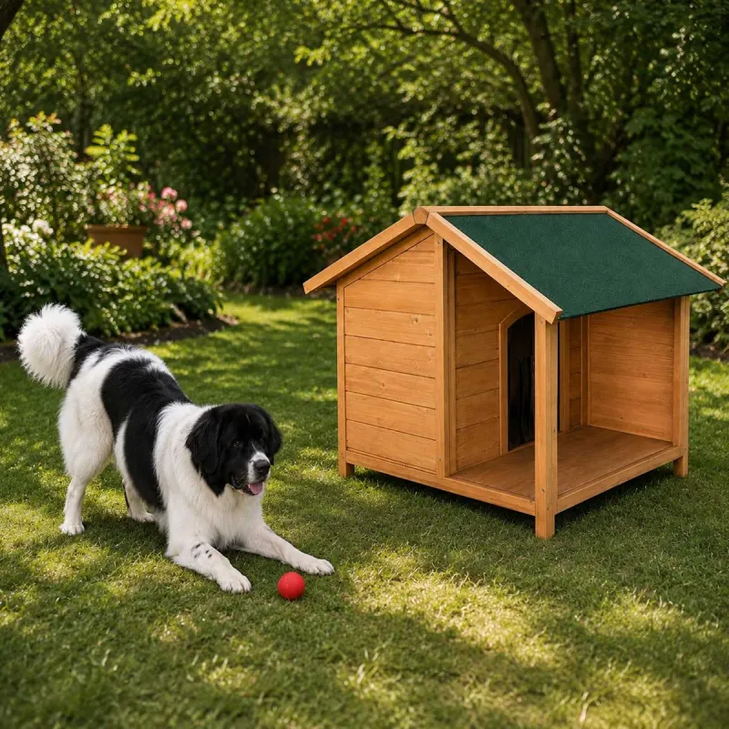 Niche en bois pour chien avec terrasse - Taille XL - Ducatillon