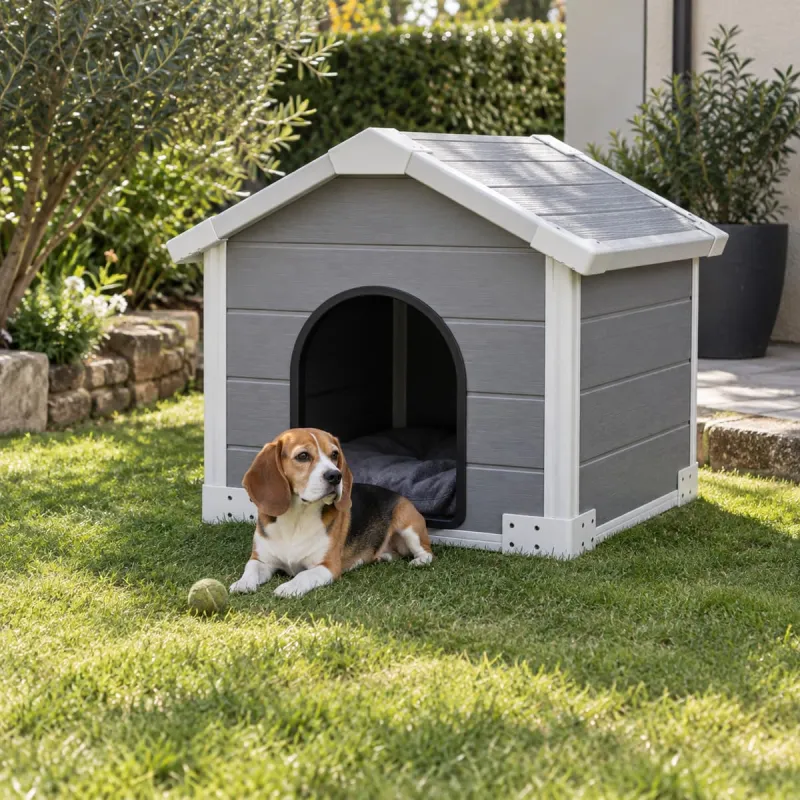 Niche pour chien en polypropylène toit chalet 80 × 80 × 79,5 cm - Ducatillon