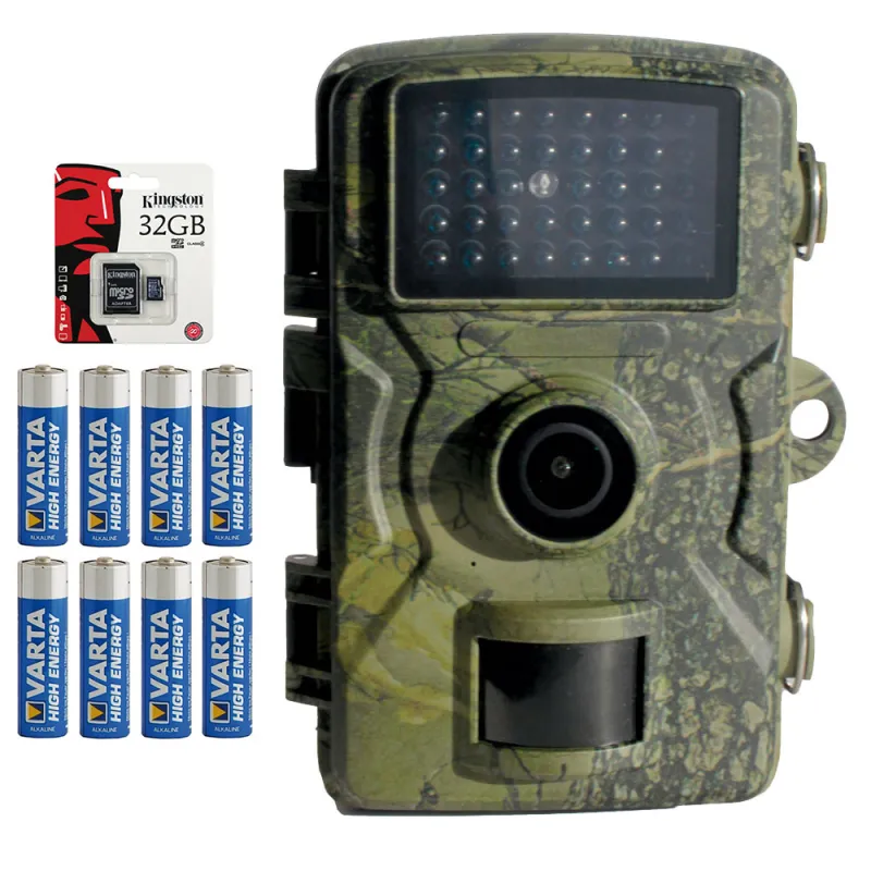Pack caméra de chasse camouflage 12 MP + 8 piles AA + carte microSD - Ducatillon