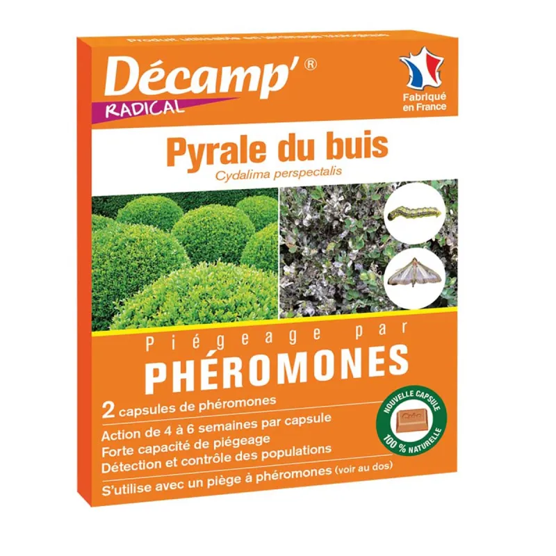 Phéromones Anti-Pyrale du Buis - 2 contenants Piège à Phéromones - Efficacité 4 à 6 Semaines - Décamp