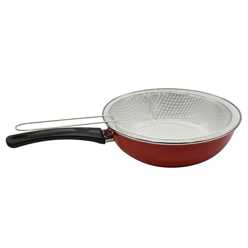 Poêle à friture 26 cm avec panier égouttoir en acier - Ducatillon