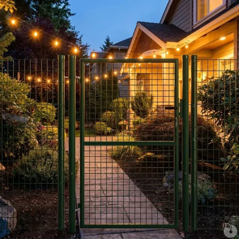 Portillon grillagé 1x1,5m maille 50mm vert avec serrure - Ducatillon