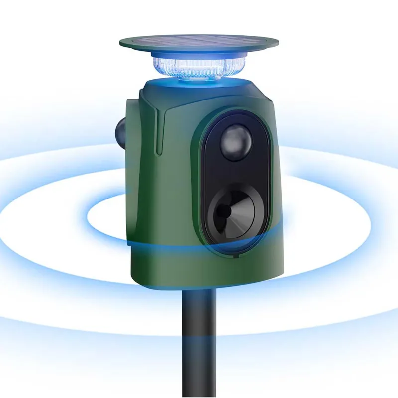 Répulsif solaire 360° à ultrasons et flash, IP65 - Ducatillon