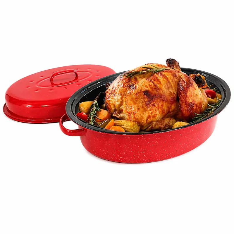 Rôtissoire rouge grand modèle 37x26,5x11,5cm 4L vapeur auto - Ducatillon