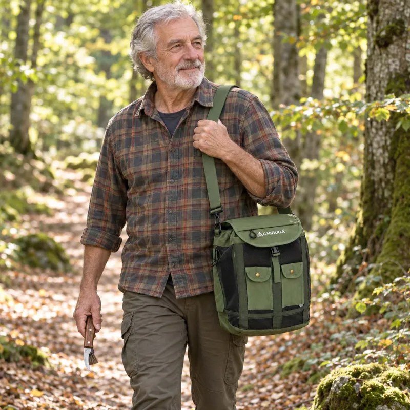 Sac à Champignons Vert avec Armature Anti-Écrasement - Chiruca