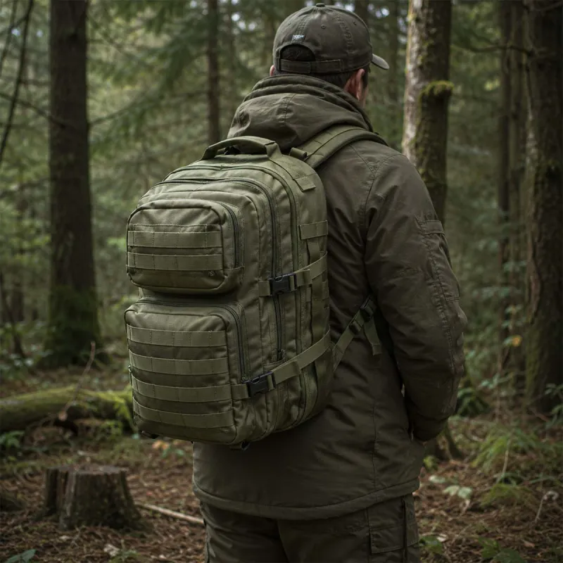Sac à dos Assault 4 compartiments kaki 36L 50 x 30 x 27cm - Ducatillon
