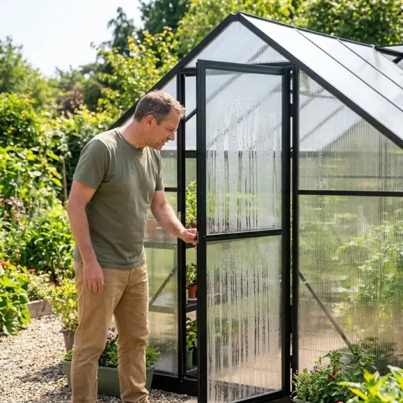 Serre de jardin en aluminium et polycarbonate 292x177x192 cm - Transparente avec protection UV - Ducatillon
