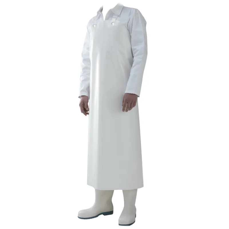 Tablier de boucher blanc 115 x 90 cm 100% polyuréthane - Ducatillon