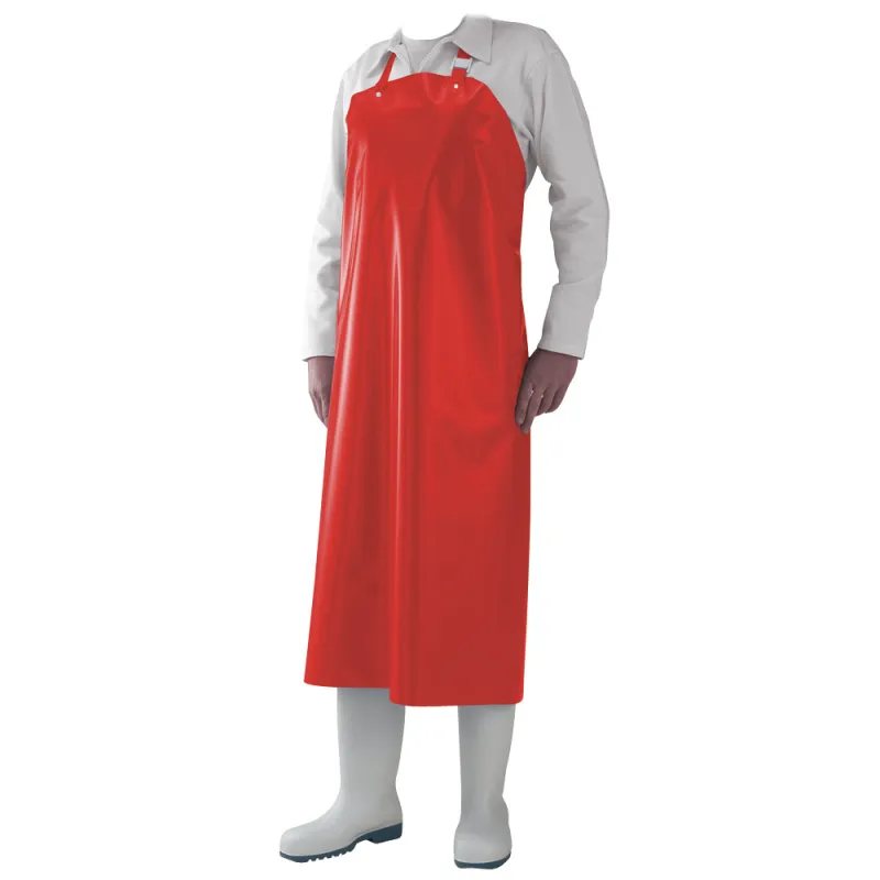 Tablier de boucher rouge 115 X 90 cm 100% polyuréthane - Ducatillon