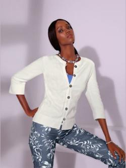 Blazer toucher velouté, coleur écru - HELLINE