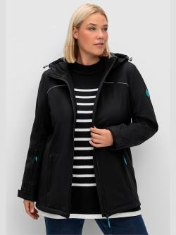 Veste de ski, couleur : noir uni, taille 46, marque Sheego, 95% polyester;5% élasthanne - helline