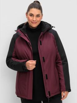 Veste technique respirant, couleur : rouge foncé à motifs, taille 48, marque Sheego, 94% polyester;6% élasthanne - helline
