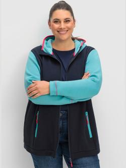 Veste technique, couleur : bleu foncé uni, taille 42, marque Sheego, 75% polyester;20% coton;5% élasthanne - helline