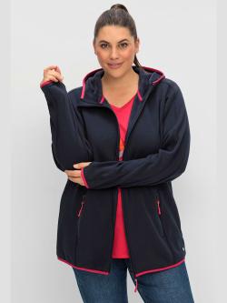 Veste technique, couleur : bleu foncé uni, taille 50/52, marque Sheego, 75% polyester;20% coton;5% élasthanne - helline