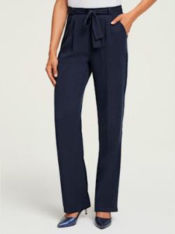 Pantalon jambes larges, coleur marine - HELLINE