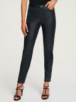 Pantalon en cuir cuir d'agneau souple, coleur noir - HELLINE