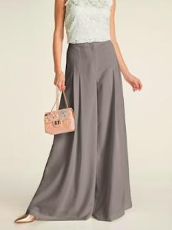 Pantalon jambes larges, coleur taupe clair - HELLINE
