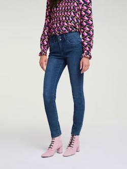Jeans effet ventre plat coupe skinny, couleur bleu denim - HELLINE