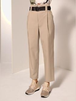 Pantalon à pinces qualité tissée, couleur marron, taille 48, marque Creation L - helline