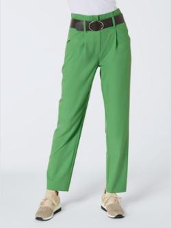 Pantalon à pinces qualité tissée, couleur vert, taille 40, marque Creation L - helline