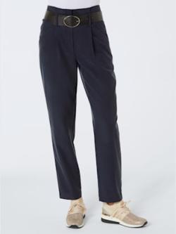 Pantalon à pinces qualité tissée, coleur marine - HELLINE