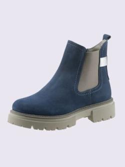 Bottines cuir velours de vache., couleur bleu, taille 42 - helline