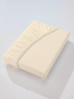 Drap-housse jersey maco à repassage superflu, Jersey maco, couleur : couleur ivoire clair uni, taille 1 pièce 140x200 - 160x200 cm, marque wäschepur,
