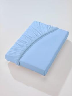 Drap-housse jersey maco à repassage superflu, Jersey maco, couleur : bleu clair uni, taille 1 pièce 180x200 - 200x200 cm, marque wäschepur, 100% coton