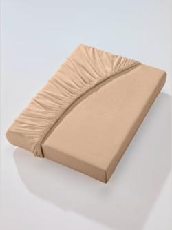 Drap-housse jersey fin maco à repassage superflu, coleur beige - HELLINE