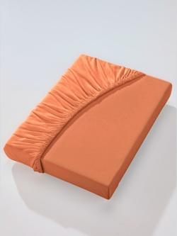 Drap-housse jersey fin maco à repassage superflu, Jersey maco, couleur : orange foncé uni, taille 1 pièce 180x200 - 200x200 cm, marque Estella, 100%