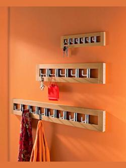 Support à crochets bois massif, coleur hêtre - HELLINE