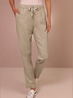 Pantalon en lin mélange viscose-lin estival, couleur marron, taille 42, marque CREATION L PREMIUM - helline
