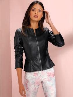 Blazer en cuir cuir agneau nappa, couleur noir, taille 20, marque Fair Lady - helline