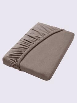 Drap-housse jersey moelleux au repassage superflu, jersey moelleux, couleur : marron moyen uni, taille 90x190 - 100x200 cm, marque Irisette, 100%
