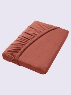 Drap-housse jersey moelleux au repassage superflu, jersey moelleux, couleur : orange moyen uni, taille 140x200 - 160x200 cm, marque Irisette, 100%