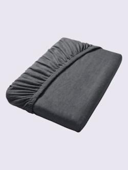 Drap-housse jersey moelleux au repassage superflu, couleur gris, taille 90x190 - 100x200 cm, marque Irisette - helline