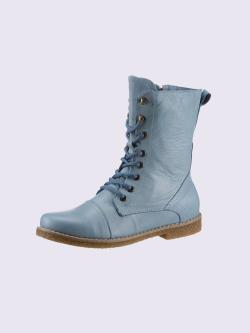 Bottines à lacets cuir nappa de vache, bleu clair uni, taille 39 - helline