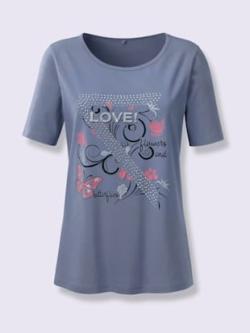 T-shirt femme imprimé tendance jeune, couleur bleu, taille 48 - helline