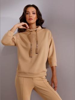 Sweatshirt ultra-doux avec modal, couleur marron, taille 50, marque CREATION L PREMIUM - helline