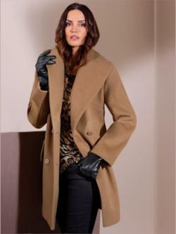 Veste en cachemire et laine 30% cachemire, couleur couleur chamois - HELLINE