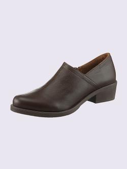 Bottine courte cuir vachette, marron foncé uni, taille 40 - helline