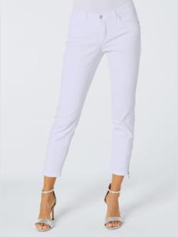 Jean 5 poches poches avec broderie et pierres fantaisie, couleur blanc, taille 48, marque Ascari - helline