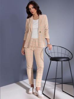 Blazer laine/polyester 35% laine, coleur sable-sésame à carreaux - HELLINE