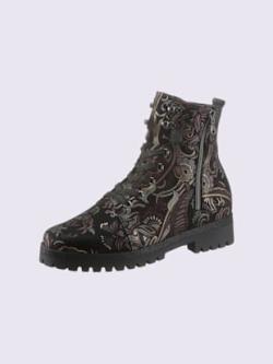 Bottines largeur h*, coleur noir motif à fleurs - HELLINE