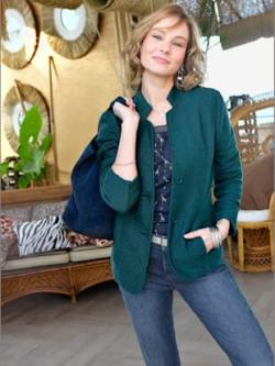 Blazer doux au col montant, couleur bleu, taille 46 - helline