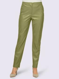 Pantalon en synthétique qualité lisse, coleur vert roseau - HELLINE