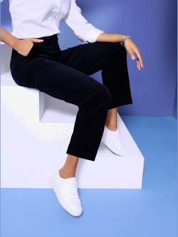 Pantalon velours côtelé coton/modal ultra-doux avec modal, coleur marine - HELLINE