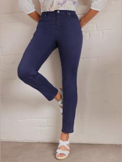Jean 5 poches mélange coton et lyocell de qualité, couleur bleu, taille 50, marque CREATION L PREMIUM - helline
