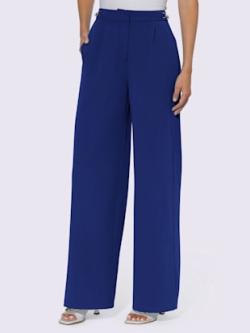 Pantalon tailleur jambes larges mode, couleur bleu, taille 50, marque Ashley Brooke - helline